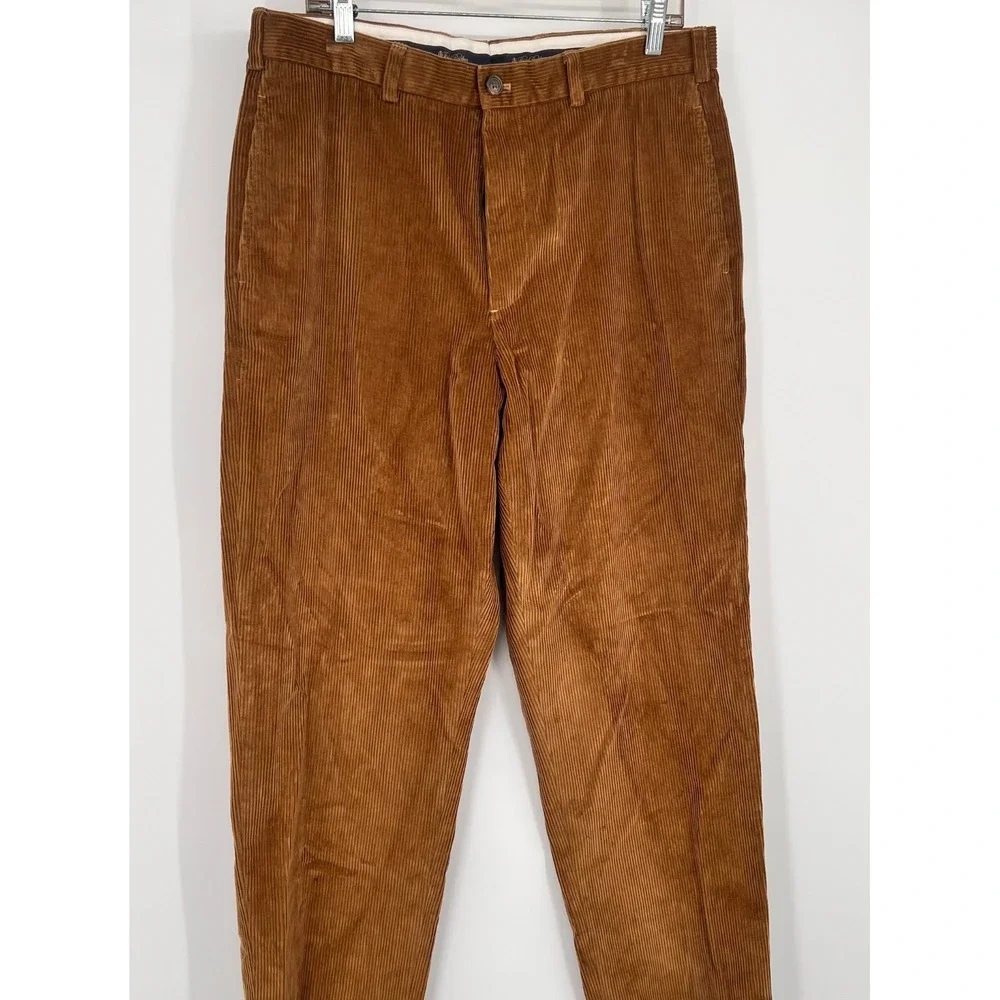 Brooks Brothers Hudson Corduroy Pants Mens 36x32 Brown Wide Wale‎ Cotton Blend